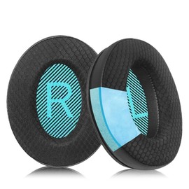 Joghaw Cooling Gel Replacement Ear Pads for Bose AE2, QC15, QC25 - Extra-Thick Cushions with Breathable Woven Mesh Fabric for Long-Lasting Cool Comfort - Black