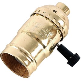 Power Gear 3-Way Lamp Socket, Medium Base, Turn for Low-Medium-High Light Settings, For Floor and Table Lamps, DIY Project, UL Listed, Brushed Gold, 54372