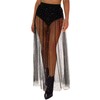 Eisnnu Women's Transparent Mesh Skirt, 2-in-1 Glitter Maxi Skirts with