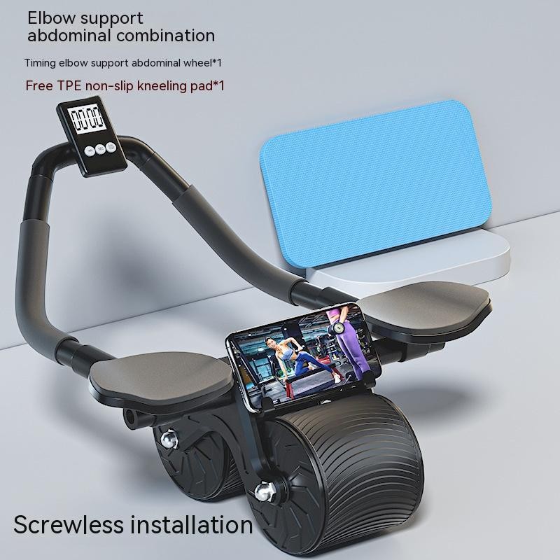 Automatic Rebound Abdominal Muscle Wheel - Color: Black, style: With