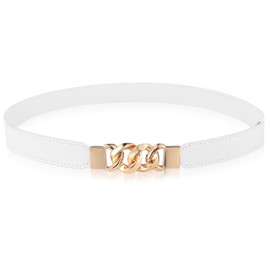 GEEHUA Women Elastic Skinny Belt, Stretchy Thin Belt Invisible Stretch Belts Ladies Waist Belt Waistband for Dress Jeans(White)
