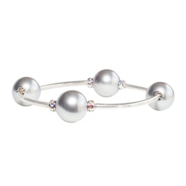 Made As Intended 12MM Silver Pearl with Crystal Rondelle Accents