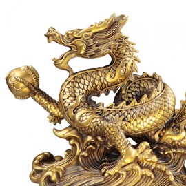 Qianly Feng Shui Dragon Statue,Chinese Dragon Figurine Ornament, Decor,Attract Wealth Sculpture Decorative Figurines for Home Decor