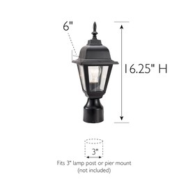 Design House 507509 Post Top Light, 3.5-in. Adapter, Black, Maple