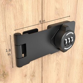 Keyless 3-Digit Combination Lock – Twist Knob Hasp Latch with Password – Glow-in-The-Dark Zinc Alloy Lock for Kitchen Drawers, Cabinets, Cupboards (Black)