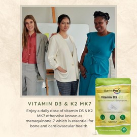 Sunvit-Pro Vitamin D 2000iu and Vitamin K2 MK7 90mcg Capsules - Vitamin D3 k2 High Strength Vegetarian and UK Manufactured - Support the Maintenance of Bone, Teeth, Muscle & Immune System, 90 Capsules