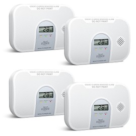 Siterlink Carbon Monoxide Detector, 10-Year Life Carbon Monoxide Alarm, Replaceable Battery CO Detector with LCD Digital Display and Test Button, 3 LED Lights CO Alarm for Home, GS828C-D, 4 Pack