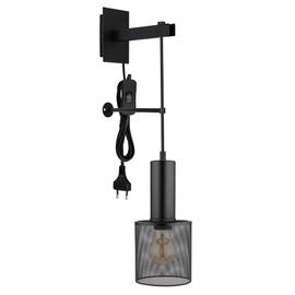Globo Schlafzimmerleuchte Wandleuchte Wandlampe Steckerkabel Schwarz-matt H 60 cm
