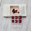 24Pcs Wine Red Press on Toenails for Women Summer Short