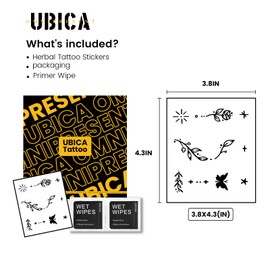 UBICA Tattoo, Semi-permanent Tattoos,2 Sheets Fake Tattoo,Realistic Tattoos Non-Reflective,Waterproof For 1-2 Weeks,Flower Tattoos 4x4.5in