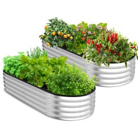 Utopia Home Galvanized Raised Garden Bed, 4 by 2 feet Lightweight Planter Boxes Outdoor with Easy Assembly, Large Garden Bed for Vegetables, Fruits, Flowers, Silver, Pack of 2