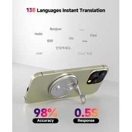 AI Language Translator Device - EIRIX 138 Languages Real-Time Two-Way Voice Translator with Magnetic Phone Stand Portable Offline Translation 60-Day Standby for Travel Business Learning