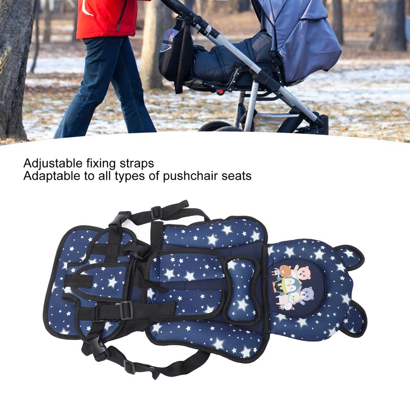 Toddler Car Seat Insert Bear Pattern Heighten Adjustable Fixing Straps
