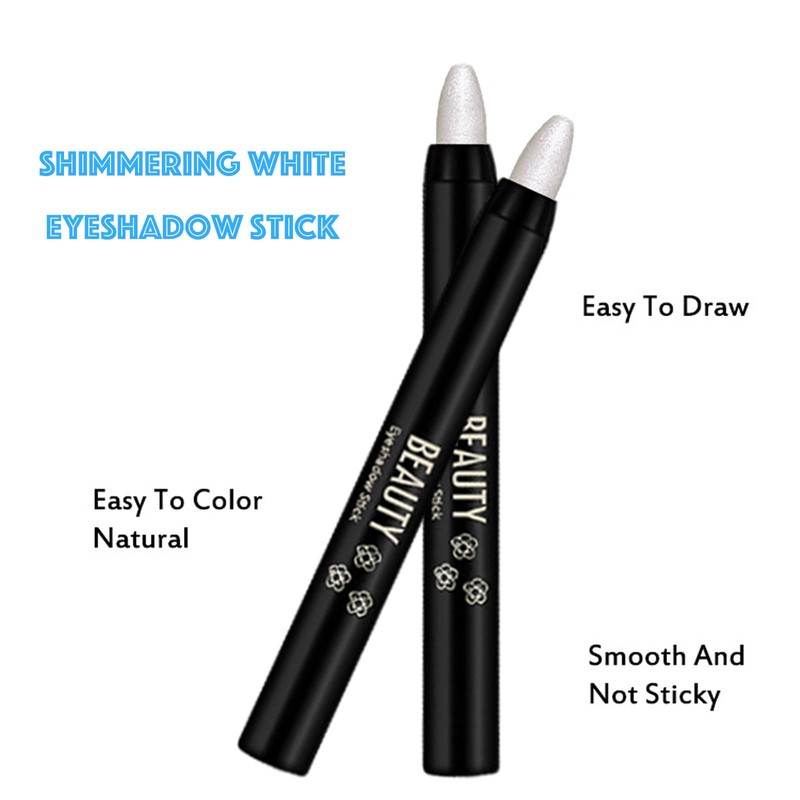Pearl White Eyeshadow Stick, Shimmering Glitter Eyeshadows Metallic Highlight Pencil