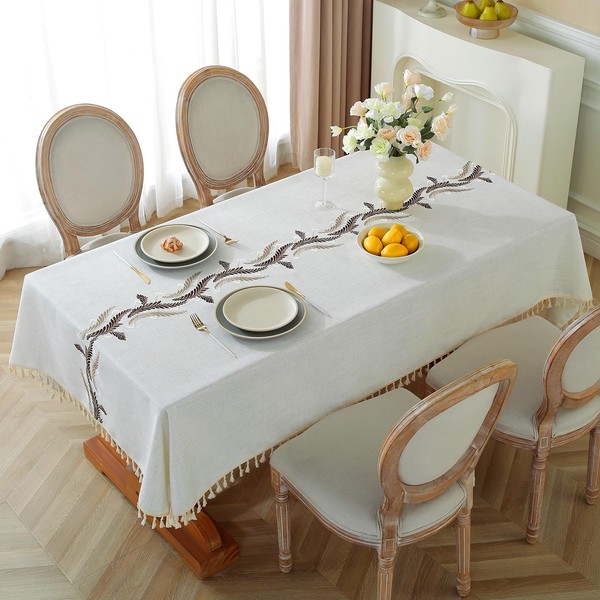 Alsoo Table Cloths Rectangle Table, Cotton Linen Table Cloth Waterproof