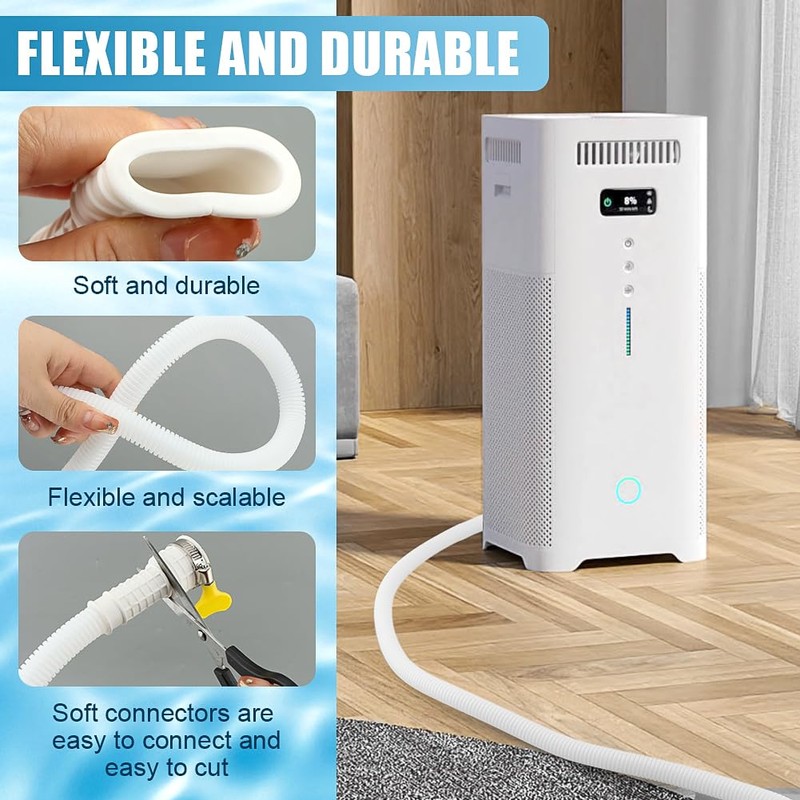 Air Conditioner Drain Hose Kit, with Cuttable Rubber Adapter &