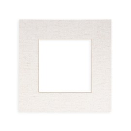 8x8 Mat Bevel Cut for 4x4 Photos - Precut White Linen Canvas Square Shaped Photo Mat Board Opening - Acid Free Matte to Protect Your Pictures - Bevel Cut for Family Photos, Pack of 1 Matboard