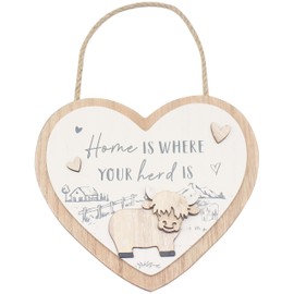 Highland Cow Heart Plaque Home