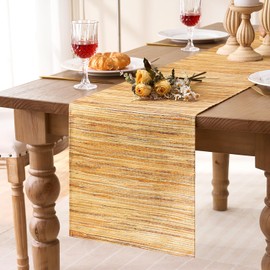 Table Runner Modern Living Room Winter Place Mats Yellow Stripes Fine Decorative Cloth for Coffee Table, Christmas Parties, Weddings, Events, Dining Table Wedding Linen 40 x 140 cm