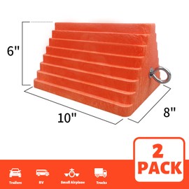 ROBLOCK 2 Pack Wheel Chocks Heavy Duty Orange with Eyebolt for Travel Trailer, 10" Length x 8" Width x 5.7" Height