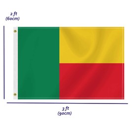 2×3 FT Benin Flag,Medium 60×90 CM Beninese Outdoor Banner,100D Decor,Doube Side Printing For Patio Garden With Brass Gromment