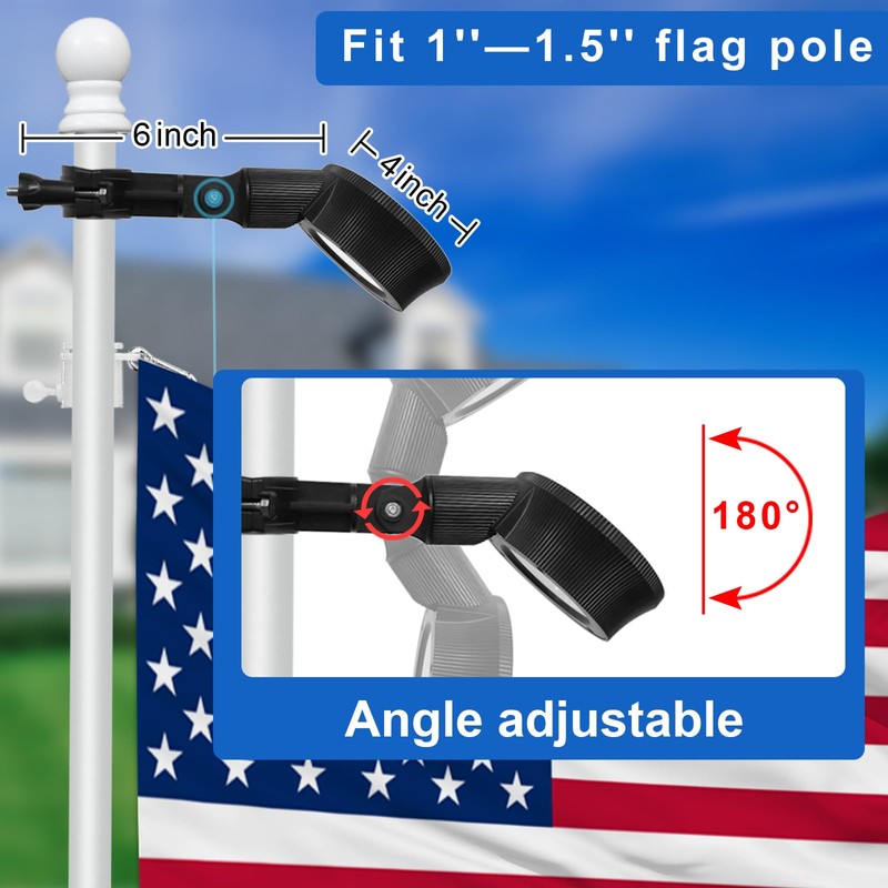 Solar Flag Pole Light,Fit 0.8-1.2 Inch Diameter 5ft 6ft Flagpole