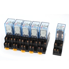 uxcell 6 Pcs AC 110/120V 5A Coil 5mm DIN Rail DPDT 8Pins Power Relay + Base