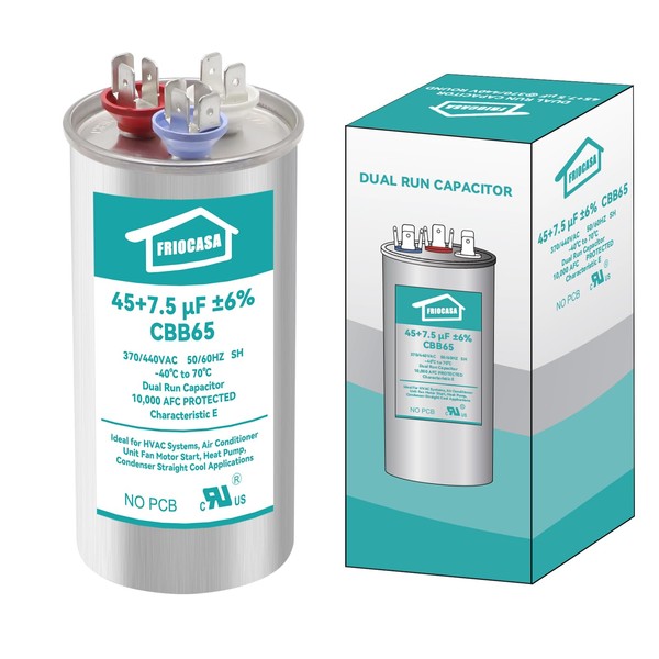 45/7.5 uF 45+7.5 MFD ±6% Ac Capacitor 370V/440V 50/60Hz CBB65B