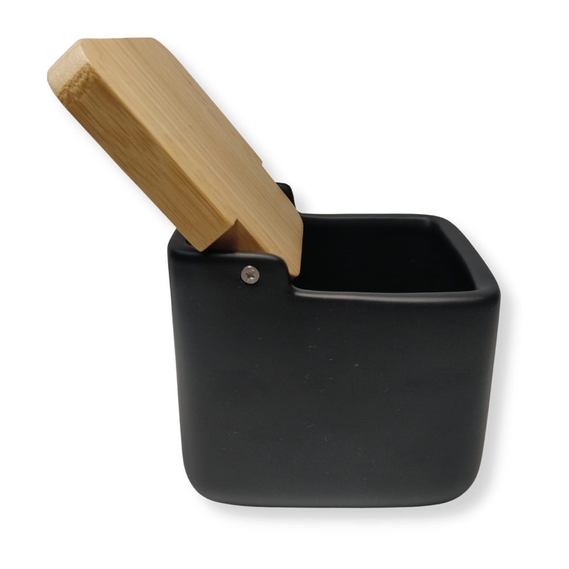 KOOK TIME Ceramic Salt Jar with Hinged Lid Made of