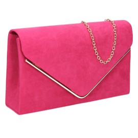 Swanky Swans Women's Oscar Envelope Suede Velvet Party Prom Clutch Bag Clutch Pink (Fuschia)