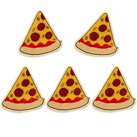 HUIXUN Pizza Patch for Clothing Iron On Embroidered Sew Applique Cute Patch Fabric Clothes Badge Garment DIY Apparel Accessories 5 PCS 5.8CMX6.2 CM