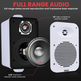 Pyle Indoor Outdoor Speakers Pair - 500 Watt Dual Waterproof 5.25” 2-Way Full Range Speaker System w/ 1/2” High Compliance Polymer Tweeter - in-Home, Boat, Marine, Deck, Patio, Poolside (White)