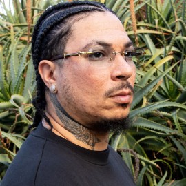 Street Knitted Baby Blue Tint Rimless Hip Hop Retro Rectangle Gold Frame 90s Vintage Sunglasses