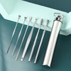 Multi-purpose Stainless Steel Keyring Mini Ear Pick 6-Piece Set 5ea