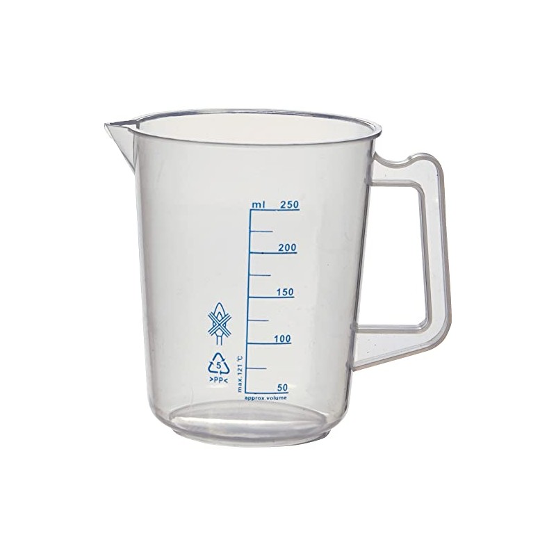 TRUSCO HPB-250 Polypropylene Blue Scale Beaker, 8.5 fl oz (250