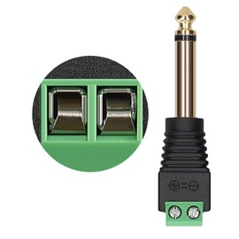 kwmobile 2 x 6.35 mm Jack Plug Adapter - Jack to 2-Pin Audio Cable Terminal Block Set - Terminal Block 6.35 mm Jack 2-Pin - Screw Mounting