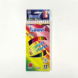 Koovi – Lápices Bicolores, C/12 PZ, 24 colores en 12 lápices, uso escolar o de oficina, modelo 2806-12