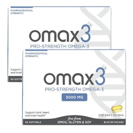 Omax3 Pro-Strength Ultra-Pure Omega-3 Fish Oil - 1000 mg - Maximum Professional Joint & Muscle Support - EPA DHA - NSF Certified - 60/per Softgel Blister (Pack of 2)