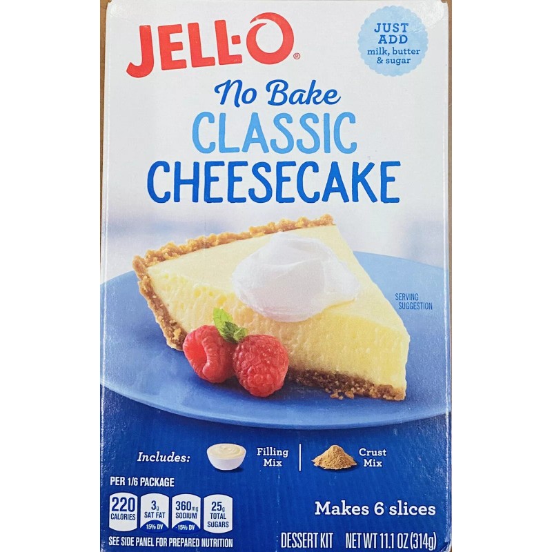 JELL-O 2x Jello No Bake CLASSIC CHEESECAKE Jell-O - 11.1