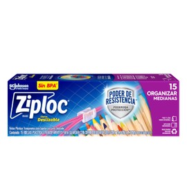 Ziploc Bolsas Reutilizables Medianas Para Organizar, Slider, 15 Piezas