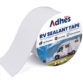ADHES White Butyl Sealant Tape 4 Inch x 50 FT – Single-Sided Waterproof RV Roof Repair Tape, Leak-Proof Sealant for Camper, Window, Skylight, and Roof Edge