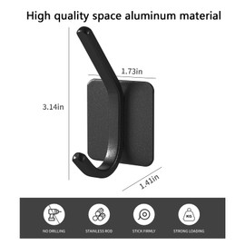 Paoli Heavy Duty Self Adhesive Hooks - Sturdy self Adhesive Hooks for Home, School and Office Easy to fit and Remove(Black 7PC