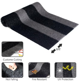 Striped Artificial Grass Turf Indoor Outdoor Rug 4FTX7FT, Fake Grass Carpet Attractive Appearance with Drainage Holes, Custom Size for Balcony, Deck, Yard, Porch, etc