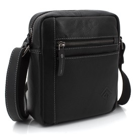 ekavale Men's Leather Shoulder Bag - Vintage Shoulder Bag - Multiple Compartments Ideal for Travel and Everyday Use, black