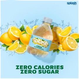 SPLASH REFRESHER Lemon Flavored Water, 8 Fl Oz, Plastic Bottle Pack of 12