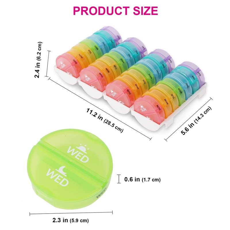 XL Monthly Pill Organizer 2 Times A Day, AM/PM One