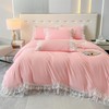 MOOWOO Chic Ruffle Lace Polyester Duvet Cover Set -Girl Pink