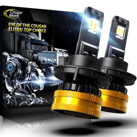 Cougar Motor H13 Light Bulbs, H13 Fog Light 9008 Bulb 6500K White with Cooling Fan Quick Installation Driving Light Bulbs Fog Light, Pack of 2