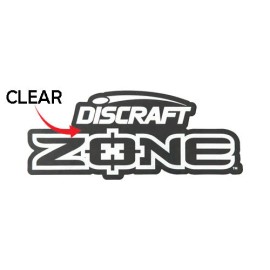 Discraft Disc Golf Zone Sticker - Clear Mylar, White Print - 7.5" x 3"