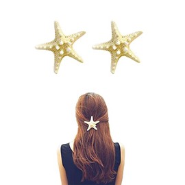 2 Pcs Starfish Hair Clip Mermaid Hair Accessories for Women Girls Seashell Hair Clips Sea Shell Star Ariel Hair Clips Starfish Headpiece Mermaid Hair Clip Costume for Women